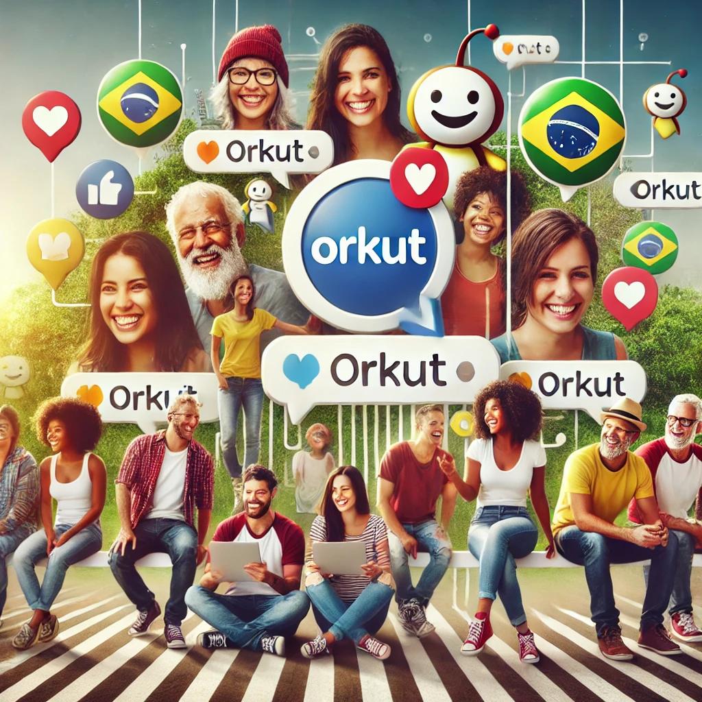 Grupo de brasileiros interagindo online, representando o impacto cultural e social do Orkut no Brasil.