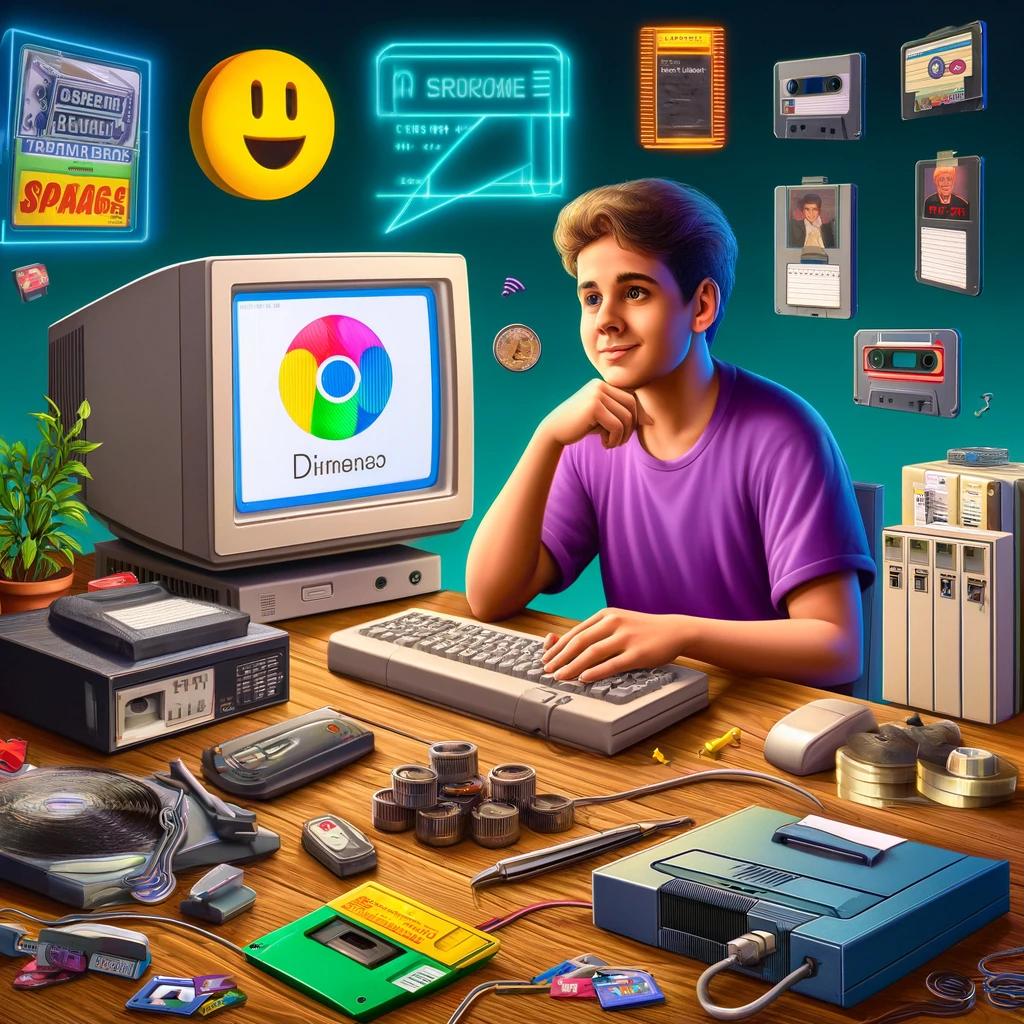 Jovem brasileiro usando computador em lan house no início dos anos 2000, representando o cenário digital da época.